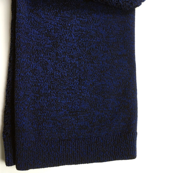 DKNY Crochet Knit Navy Long Sleeve Tunic Sweater - Picture 7 of 8